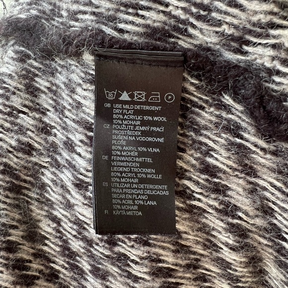 H&M gorgeous cozy long wrap cardigan ribbed shawl collar diagonal striped - Picture 9 of 9